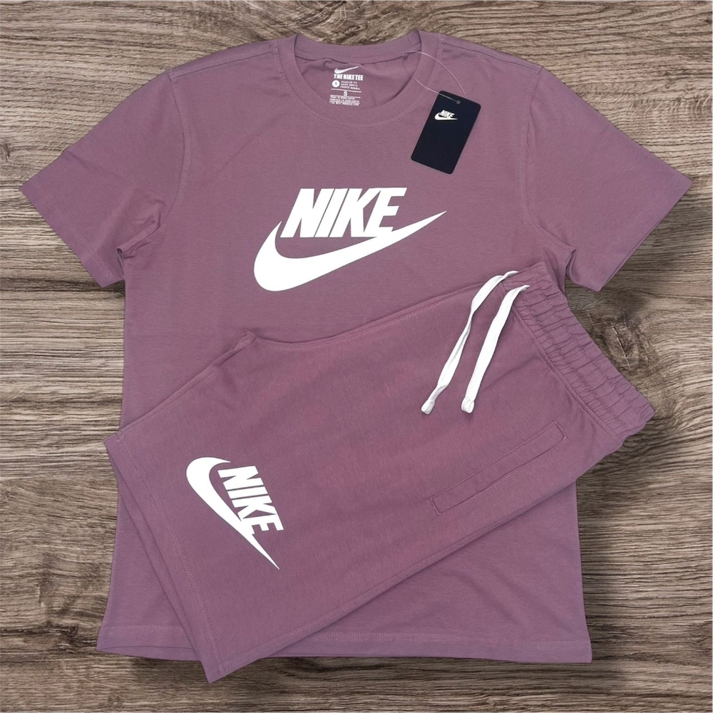 Nike Mauve Short Sleeve Tee and Jogger Set with White Logos